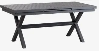 Rectangular Extensible Dining Table In Aluminum Karena Cinza Grafito & 180 - 240 X 90 Cm - Sklum