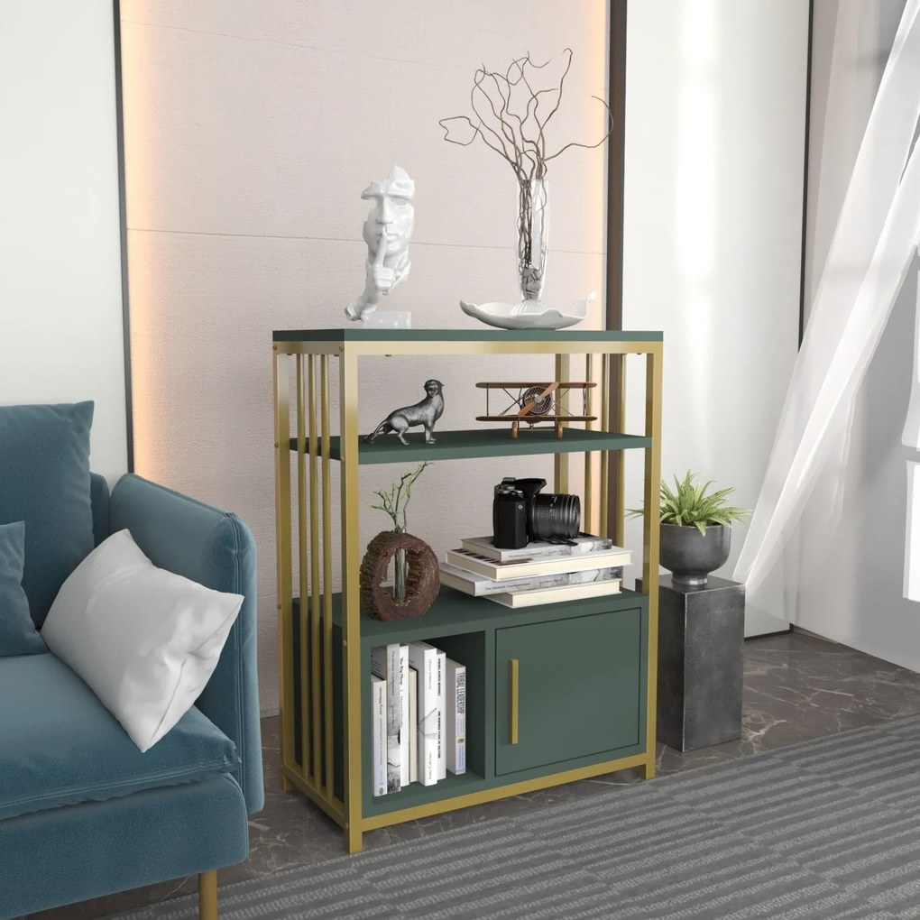 Estante Letos – Verde/Dourado – 60x80x29,6 cm