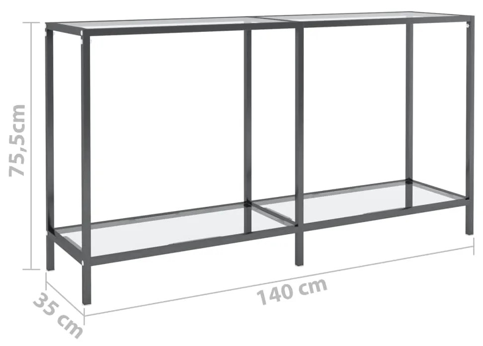 Consola de Entrada Arianna - Vidro Temperado Transparente - 140x35x75,