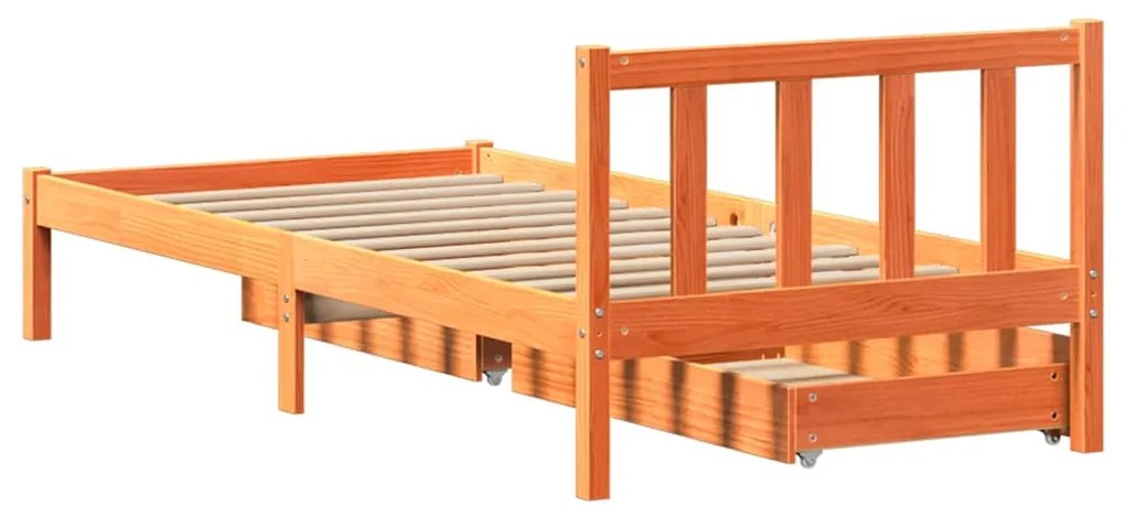Cama sem colchão 75x190 cm madeira de pinho maciça castanho-mel
