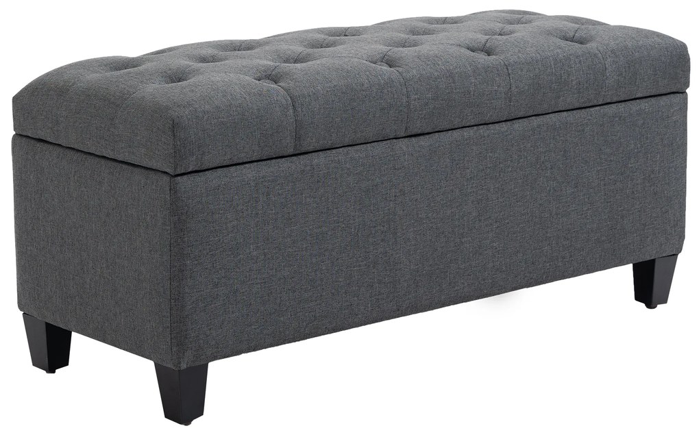 HOMCOM Elegante Banco com Armazenamento em Cinza Escuro | Aosom Portugal