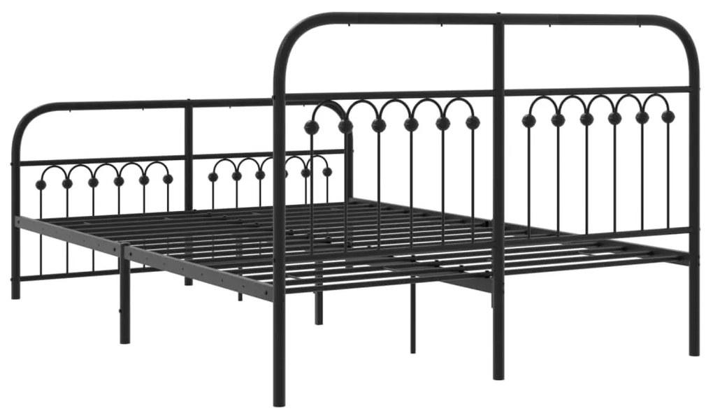 Estrutura de cama com cabeceira e pés 140x200 cm metal preto