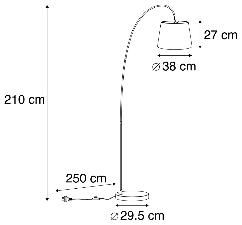 Candeeiro de arco moderno com aba cinzento - Bend Moderno