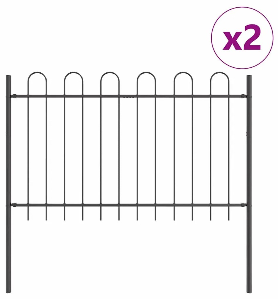 Cerca de Jardim com Topo Arqueado Cinza, 3,4x1,2m em Aço