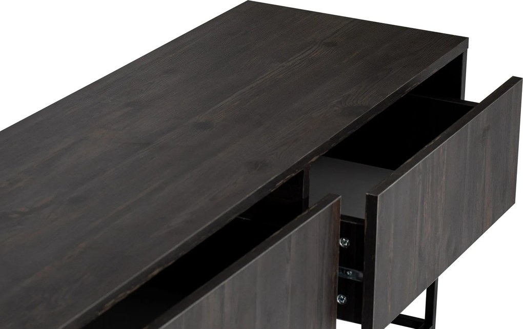 Móvel TV Kordon – Castanho Escuro e Preto – 180x50x40 cm