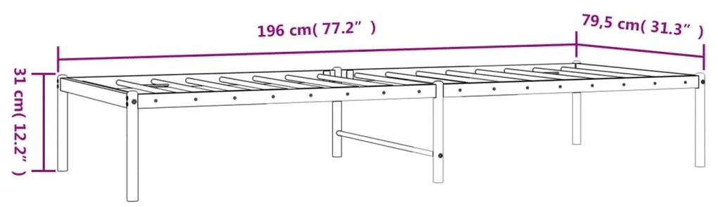 Estrutura de cama 75x190 cm metal branco
