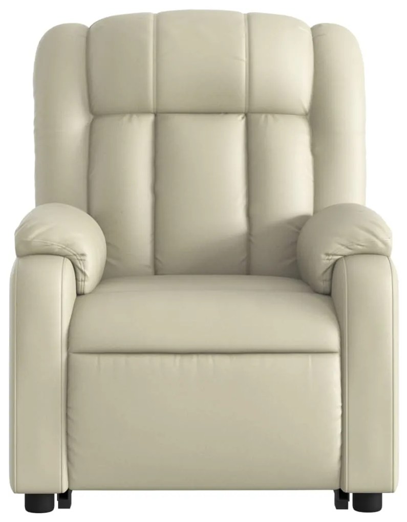 Poltrona reclinável de massagens couro artificial cor creme