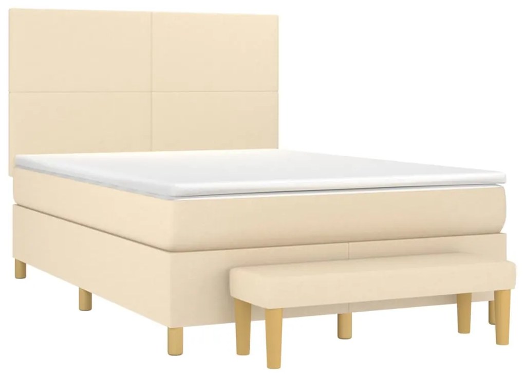 Cama com molas/colchão 140x190 cm tecido cor creme