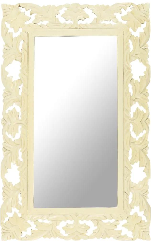 Espelho esculpido à mão 80x50 cm mangueira maciça branco