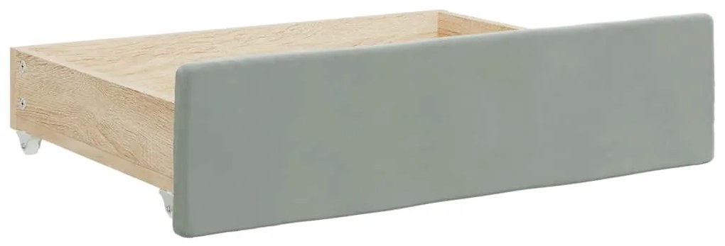 Gavetas de cama 2 pcs derivados de madeira e veludo cinza-claro
