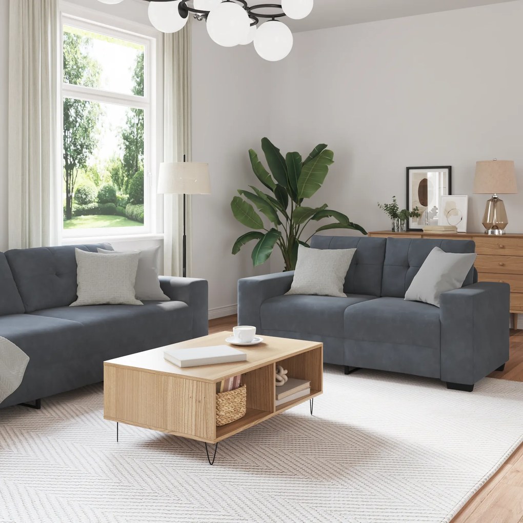 vidaXL Conjunto de Sofás 3 pcs Cinzeto 221 x 78 x 80 cm Veludo