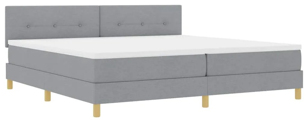 Cama Box com Colchão &amp; LED Cinza-Claro 200x200 cm Tecido