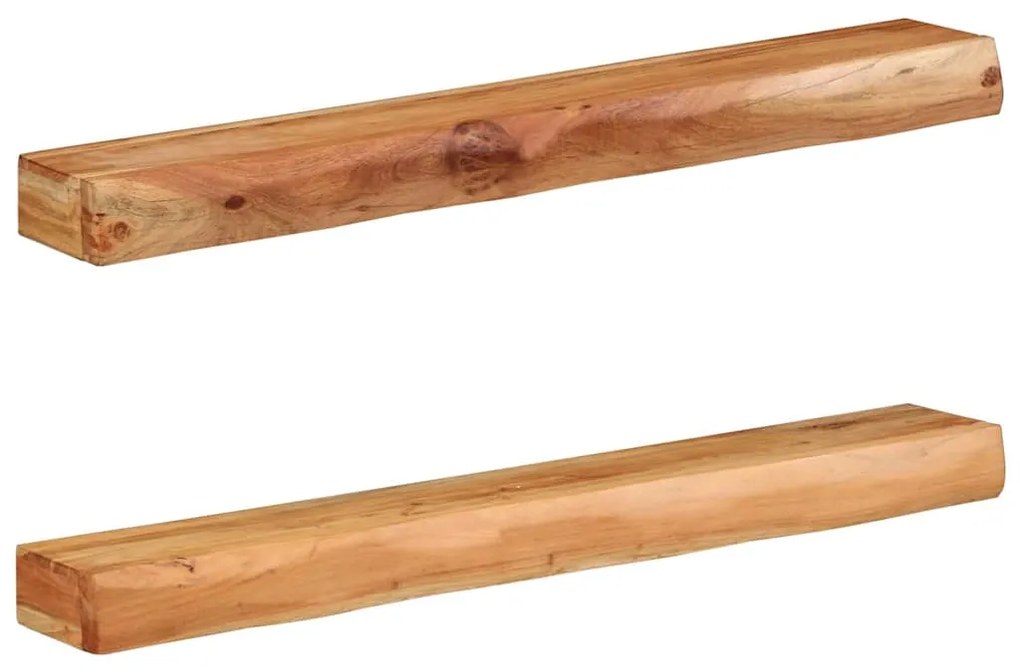 Prateleiras parede 2 pcs 100x17x8 cm madeira de acácia maciça