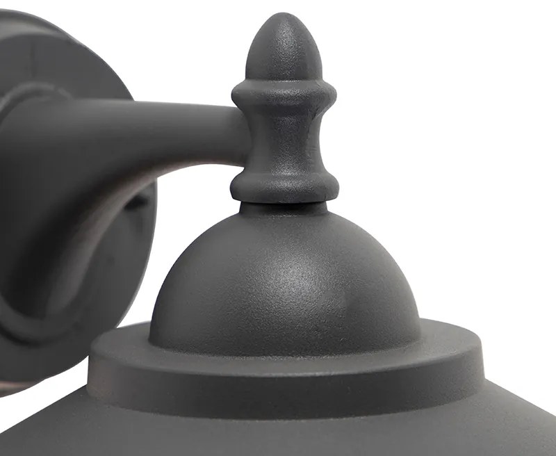 Candeeiro de parede exterior romântico cinzento escuro - Oxford