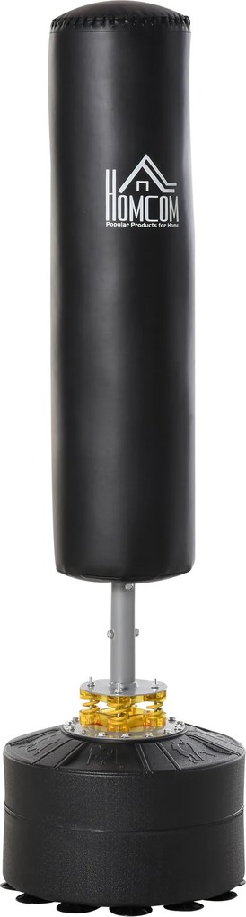 Saco de Boxe de Pé para Adultos 170 cm Altura Ajustável em 3 Níveis Punching Ball com Base Preenchível  Ø50x 170 cm Preto