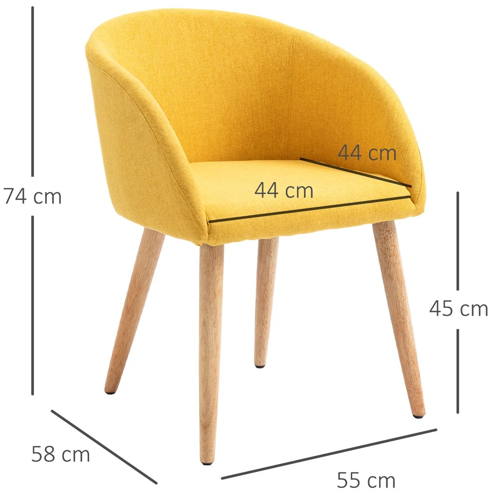 Cadeira de Sala de Jantar Estofada em Linho Sintético Transpirável com Assento Acolchoado e Pés de Madeira Cadeira Moderna para Sala de Estar
