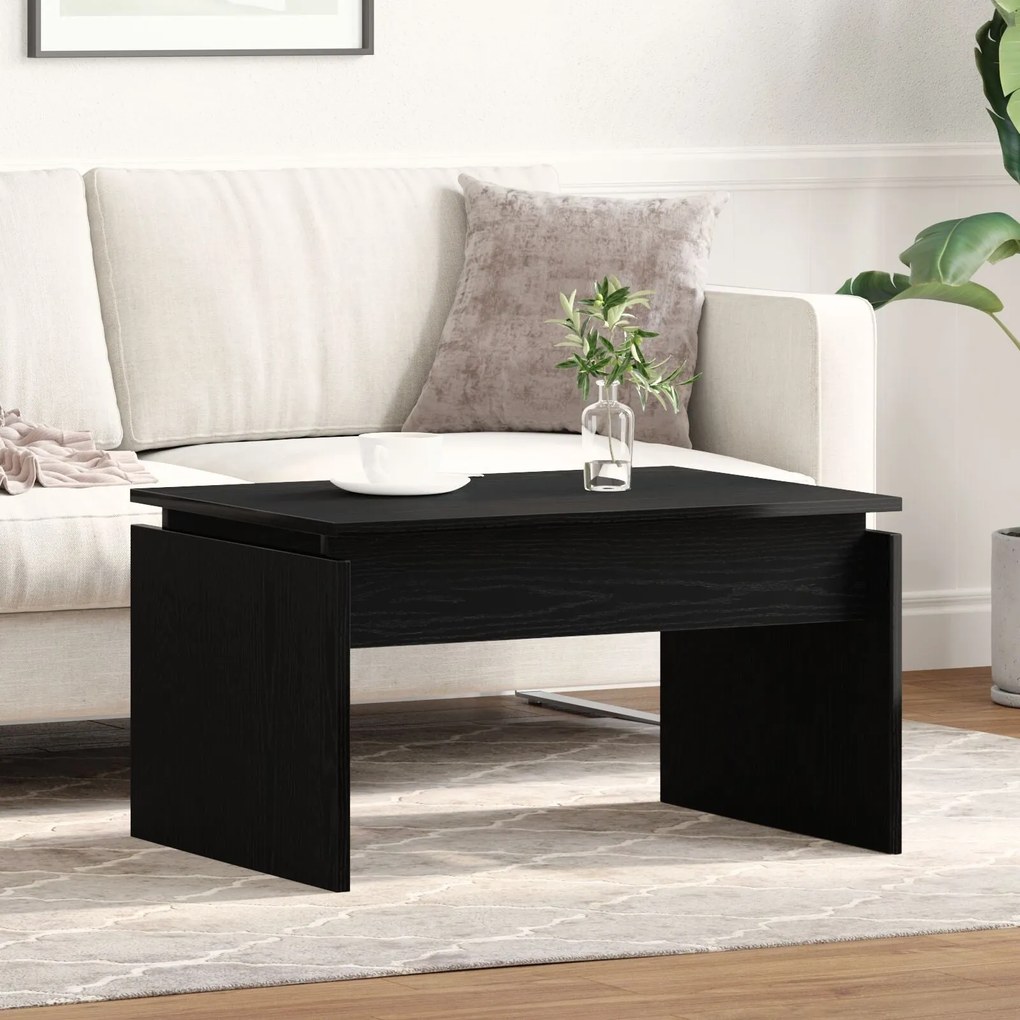 Mesa de Centro vidaXL Preta em Carvalho 68x38x50 cm Madeira Aconstruir