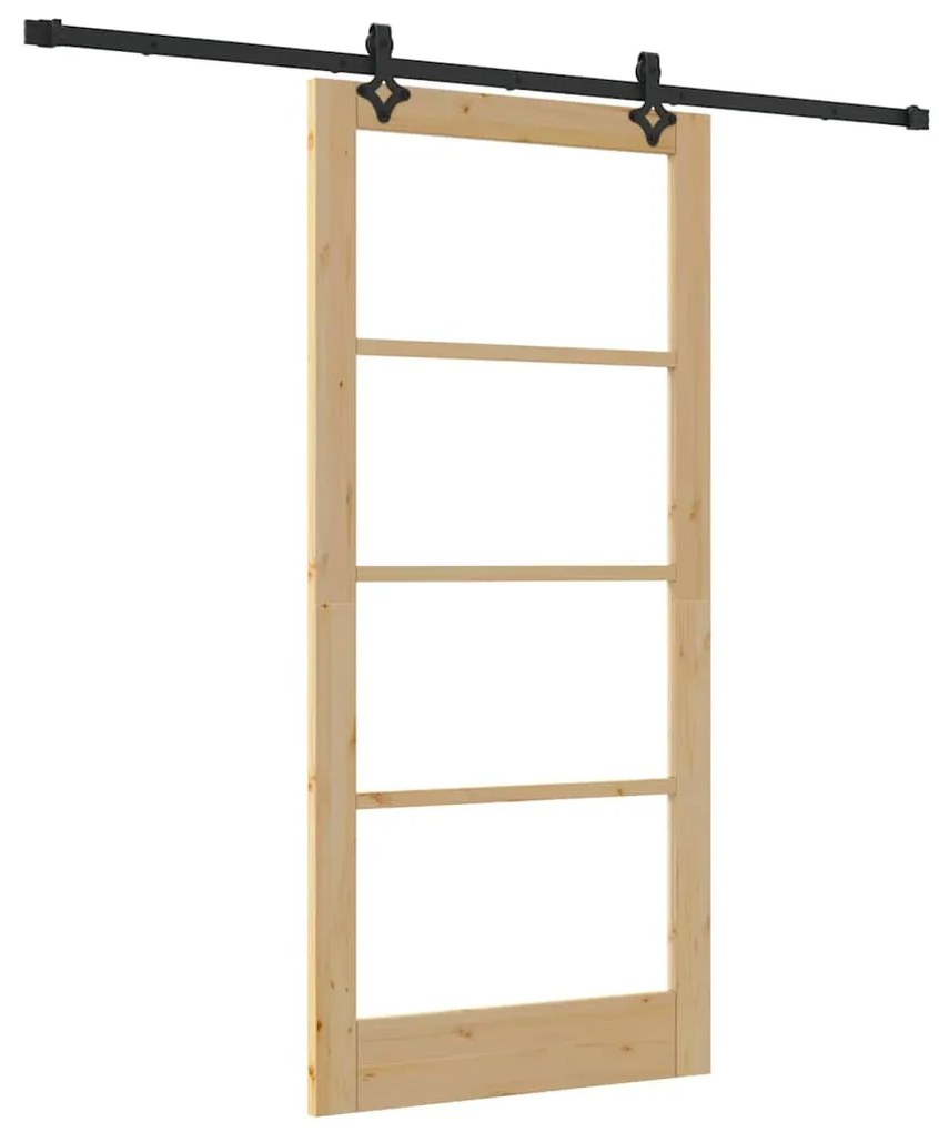 Porta Deslizante vidaXL com Conjunto de Hardware 93x202 cm Madeira Sól