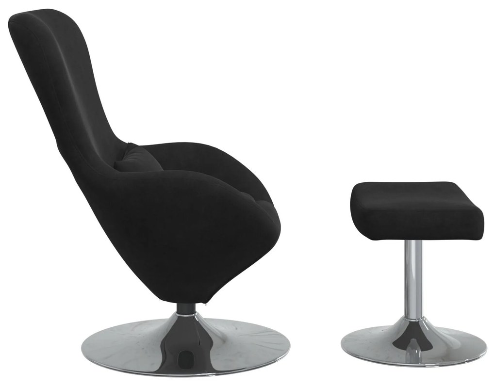 Poltrona Egg vidaXL com Puff Veludo Preto