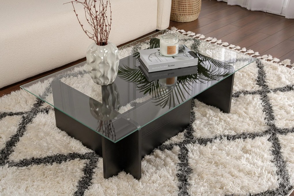 Mesa de Café Flavio - Preto Madeira - 105x30x65cm