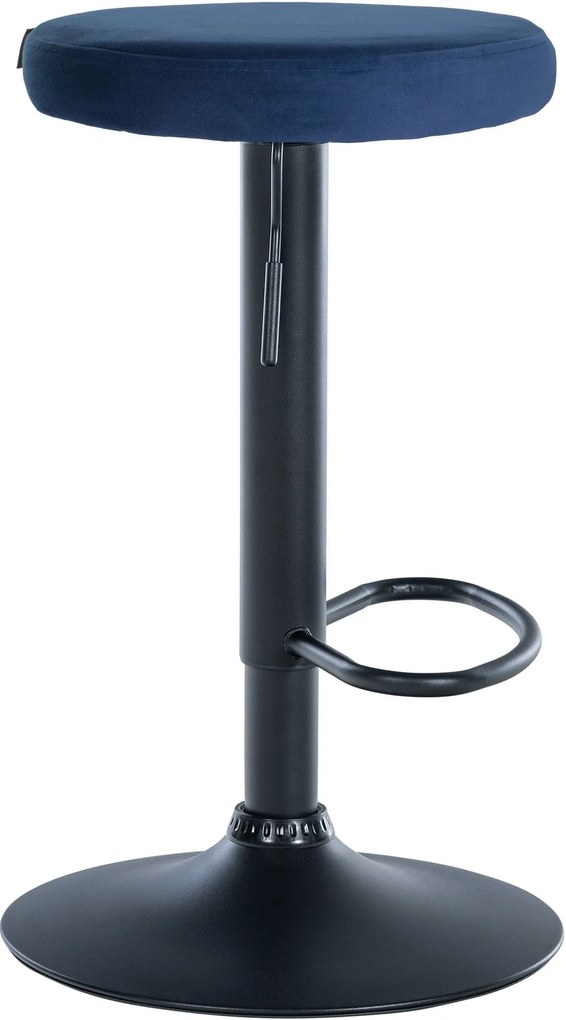 Banco de bar Ponte em veludo e com estrutura preta 38,5 x 60-81 x 38,5 cm Azul