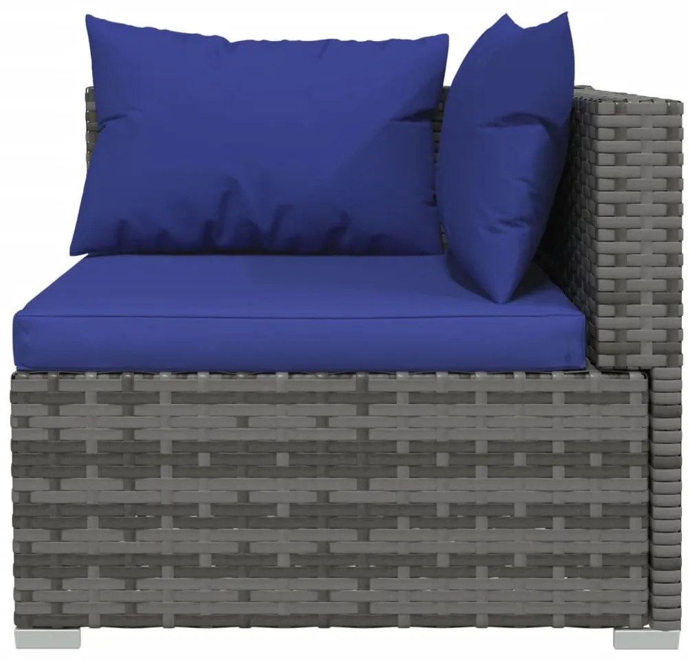 6 pcs conjunto lounge de jardim c/ almofadões vime PE cinzento