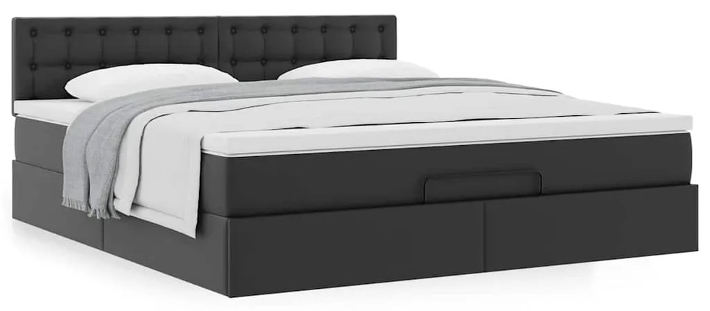 Estrutura de cama otomana com colchão 160x200 cm preta