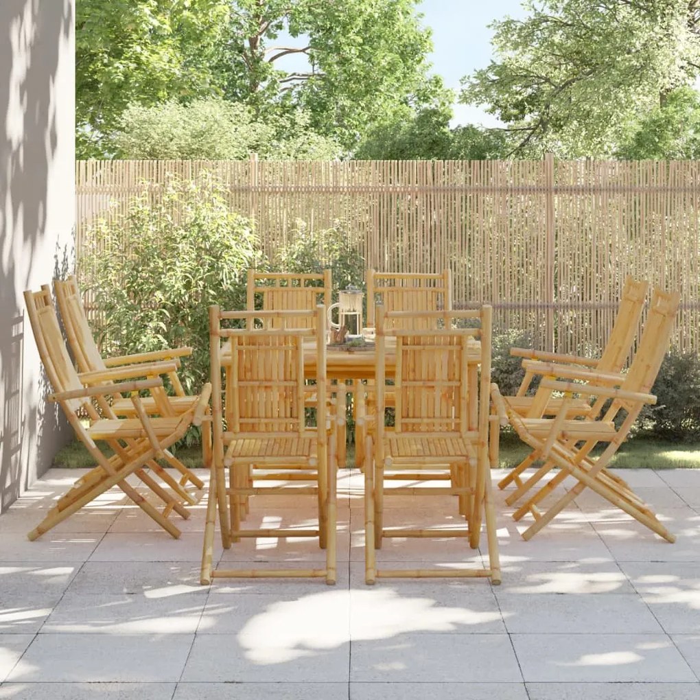 Cadeiras de jardim dobráveis 8 pcs 53x66x99 cm bambu