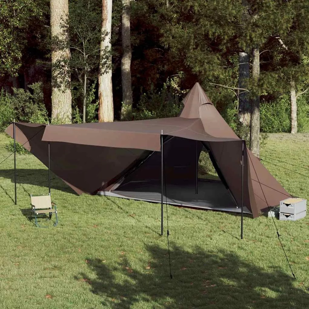 vidaXL Tenda familiar tipi para 8 pessoas impermeável castanho