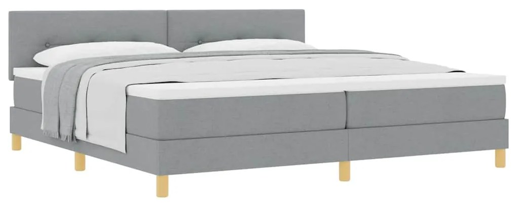 Cama Box Spring com Colchão Cinza Claro 200x200 cm Tecido