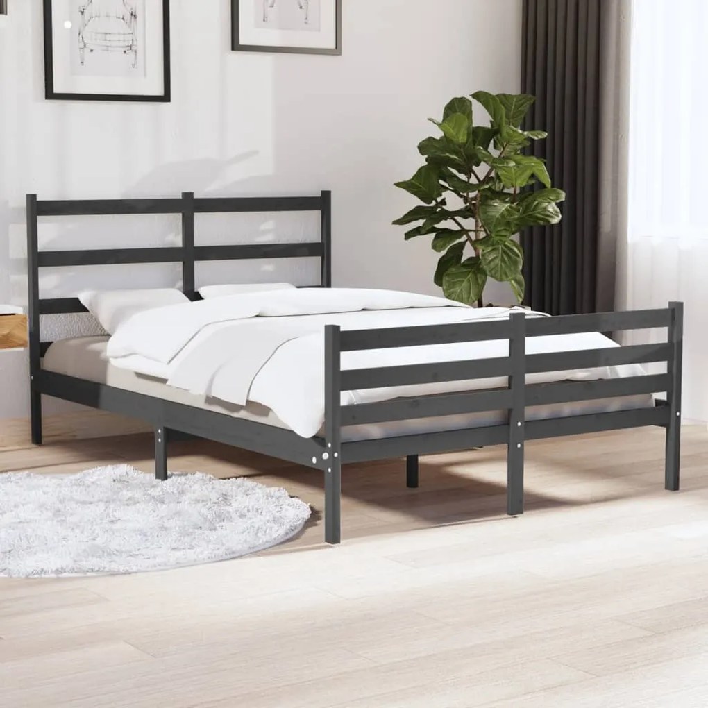 Estrutura de cama super king 180x200 cm pinho maciço cinza