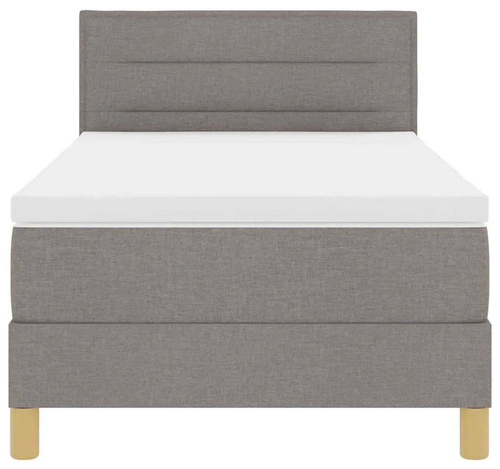 Cama Box Spring com Colchão &amp; LED Taupe 90x200 cm Tecido