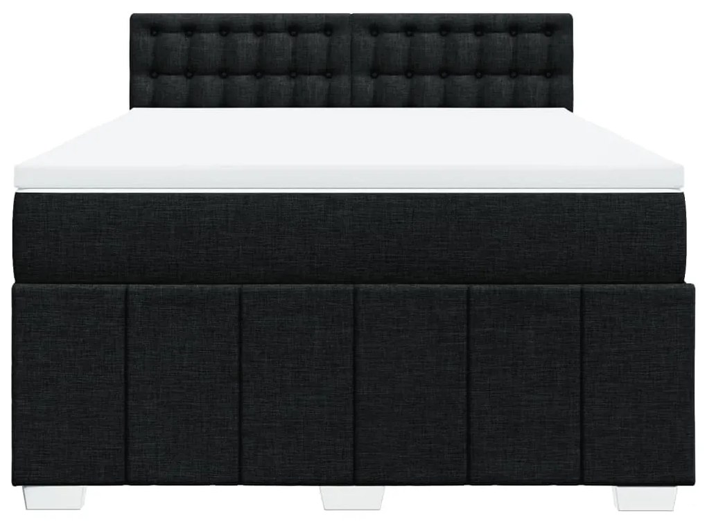 Cama com molas/colchão 160x200 cm tecido preto
