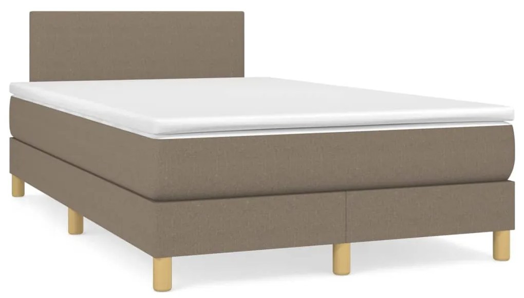 Cama boxspring c/ colchão 120x190cm tecido castanho-acinzentado