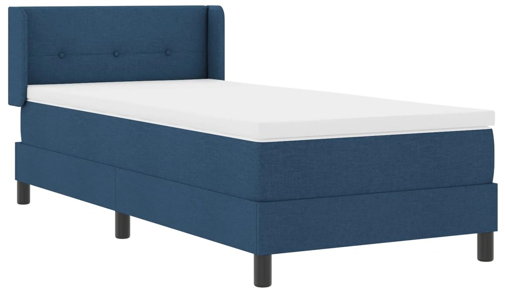 Cama Box Spring vidaXL com Colchão Azul 90x190 cm Tecido, Cabeceira Bo