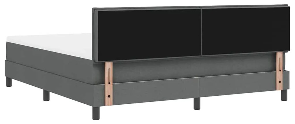 Cama Box Spring com Colchão &amp; LED Cinza Escuro 180x200 cm Tecido