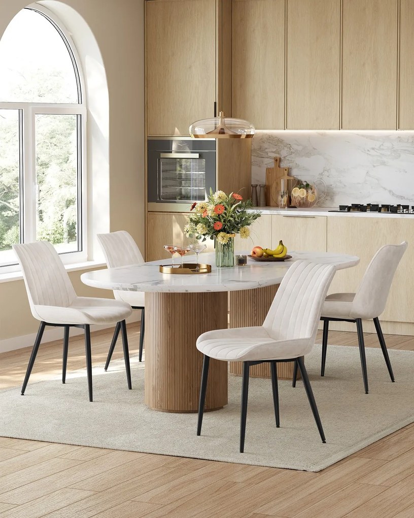 Conjunto de 2 cadeiras de sala de jantar bege cappuccino-Preto