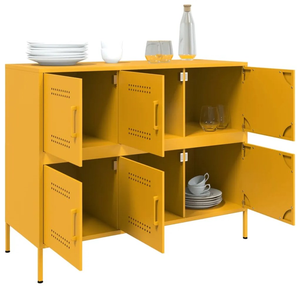 Aparador 100,5x39x79 cm aço amarelo mostarda