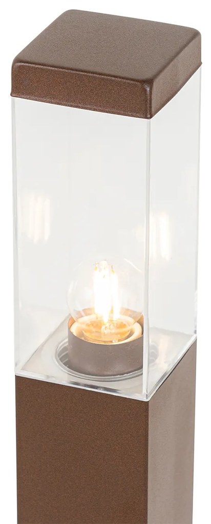 Candeeiro de poste exterior moderno castanho ferrugem 80 cm - Malios Moderno