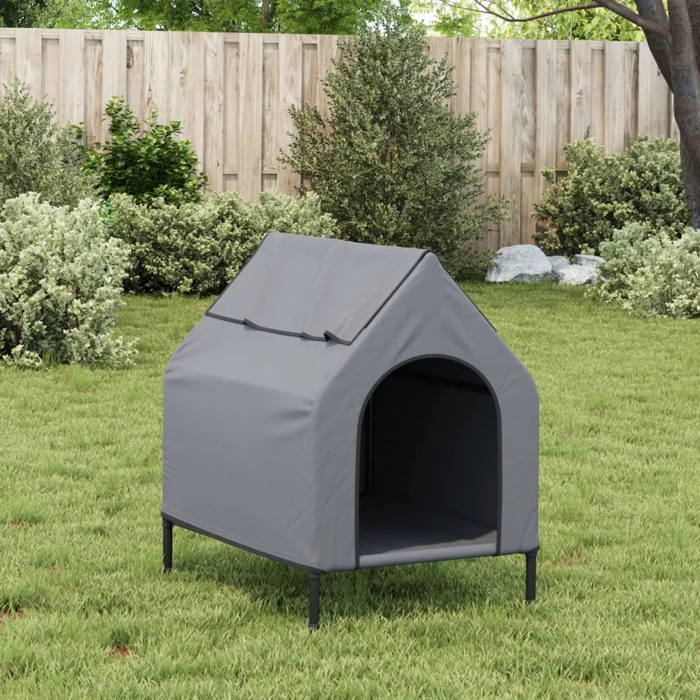 Casota para cães tecido oxford e aço cinza-claro