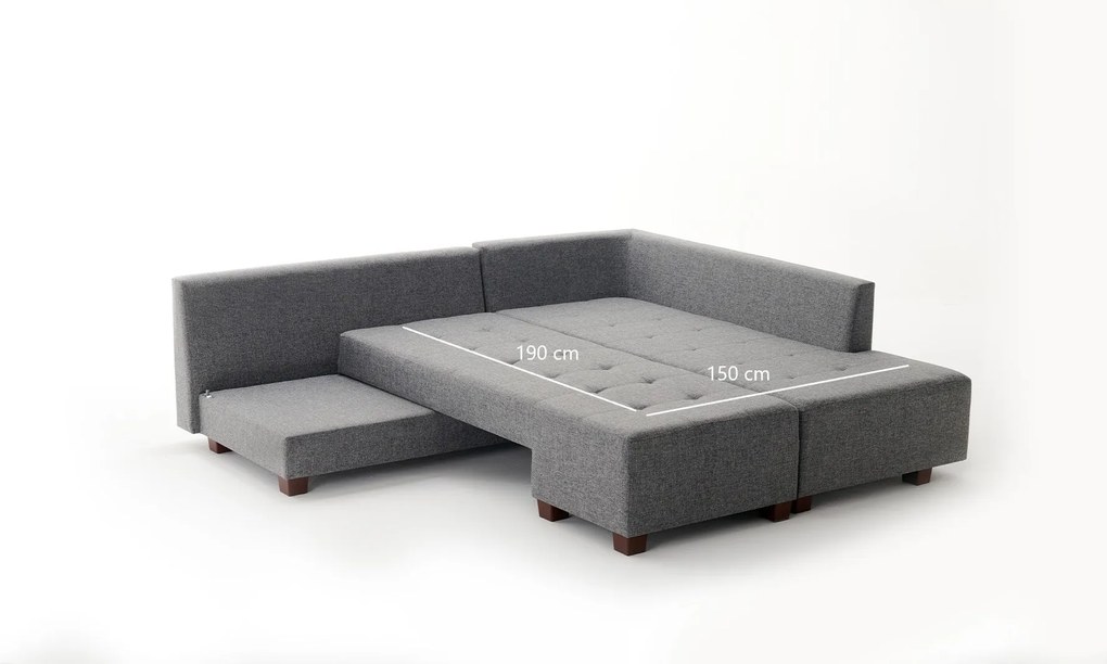 Sofá-Cama de Canto Manama – Cinzento – 280x85x206 cm