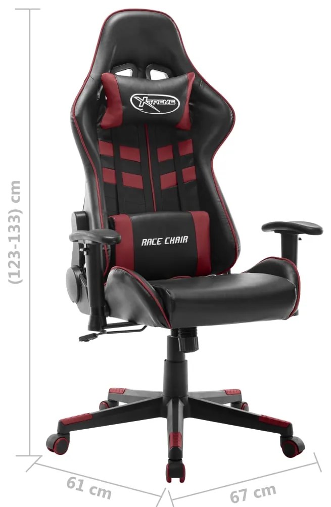 Cadeira de gaming couro artificial preto e vermelho tinto