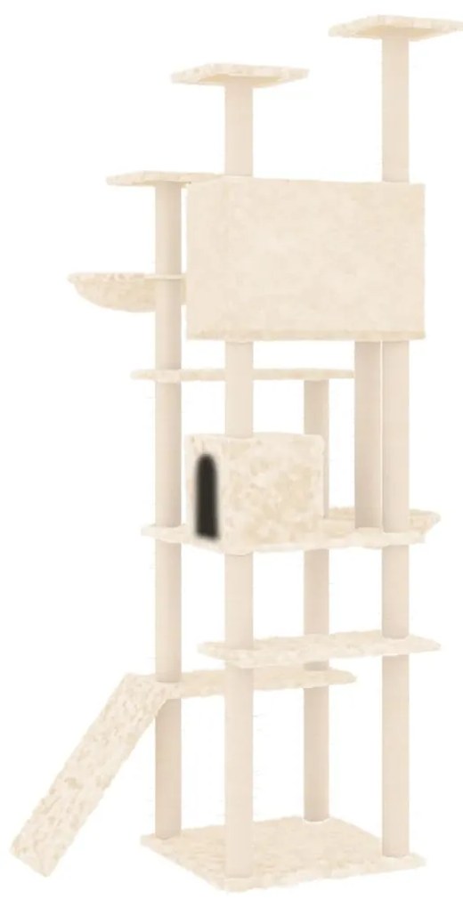 Árvore p/ gatos c/ postes arranhadores sisal 191 cm cor creme