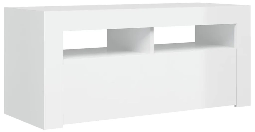 Móvel de TV Ibere com Luzes LED - 90cm - Branco Brilhante- Design Mode