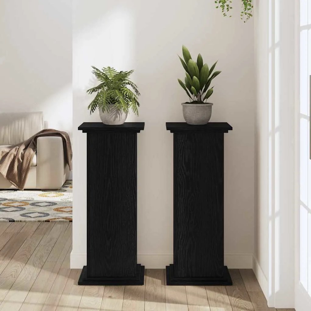 Suporte pra Plantas Preto Carvalho 33 x 33 x 80 cm - Madeira Reconstit