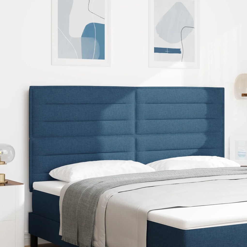 vidaXL Cabeceira LED Design Linhas Azul 90 cm Tecido
