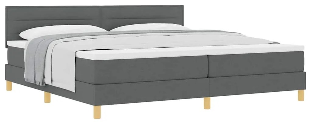 Cama Box Spring com Colchão Cinza Escuro 200x200 cm Tecido