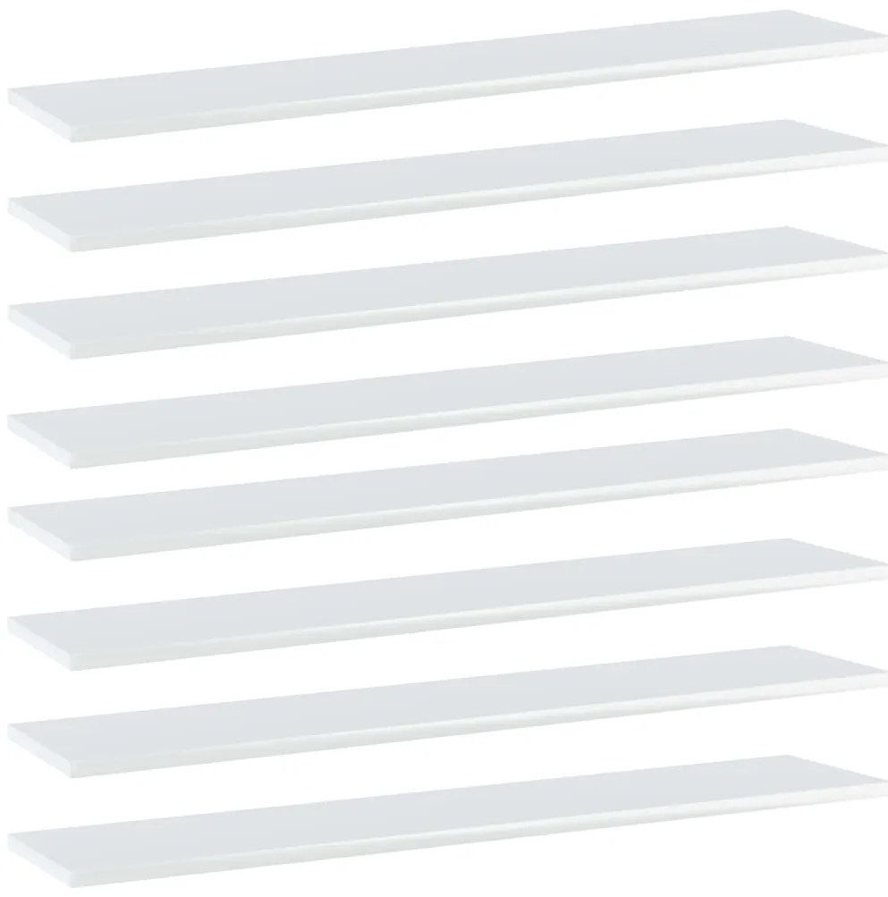 vidaXL Prateleiras estante 8pcs 100x20x1,5cm contrap. branco brilhante