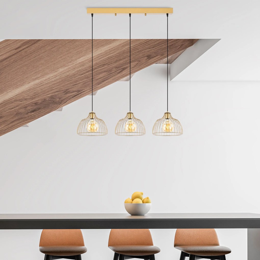 Chandelier Kozan – Dourado Brilhante – 101 x 28 x 126 cm
