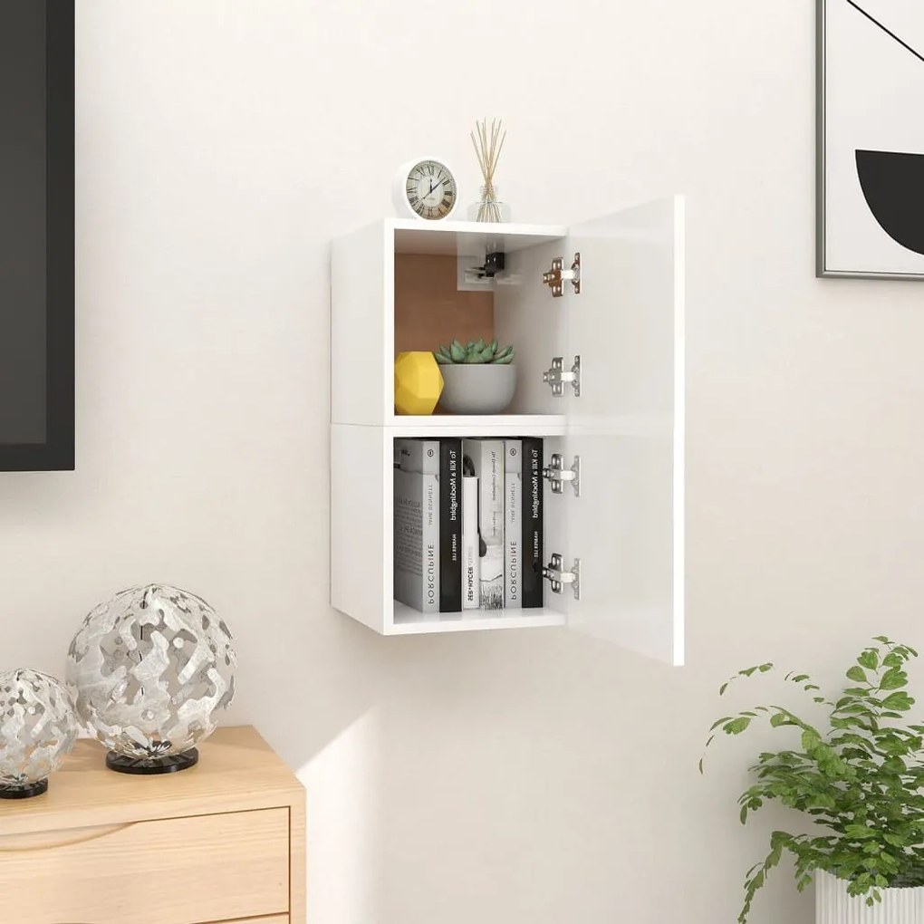 vidaXL Móvel de TV de parede 2 pcs 30,5x30x30 cm branco